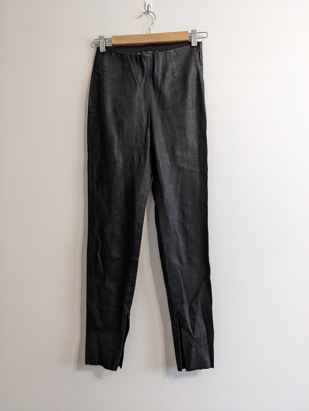 Zara Faux Leather Leggings With Ankle Zips | Black | XS